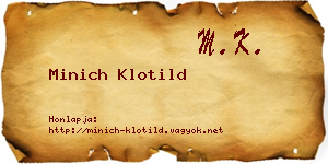Minich Klotild névjegykártya